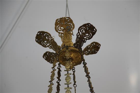A fine Empire ormolu chandelier, drop 4ft 4in.